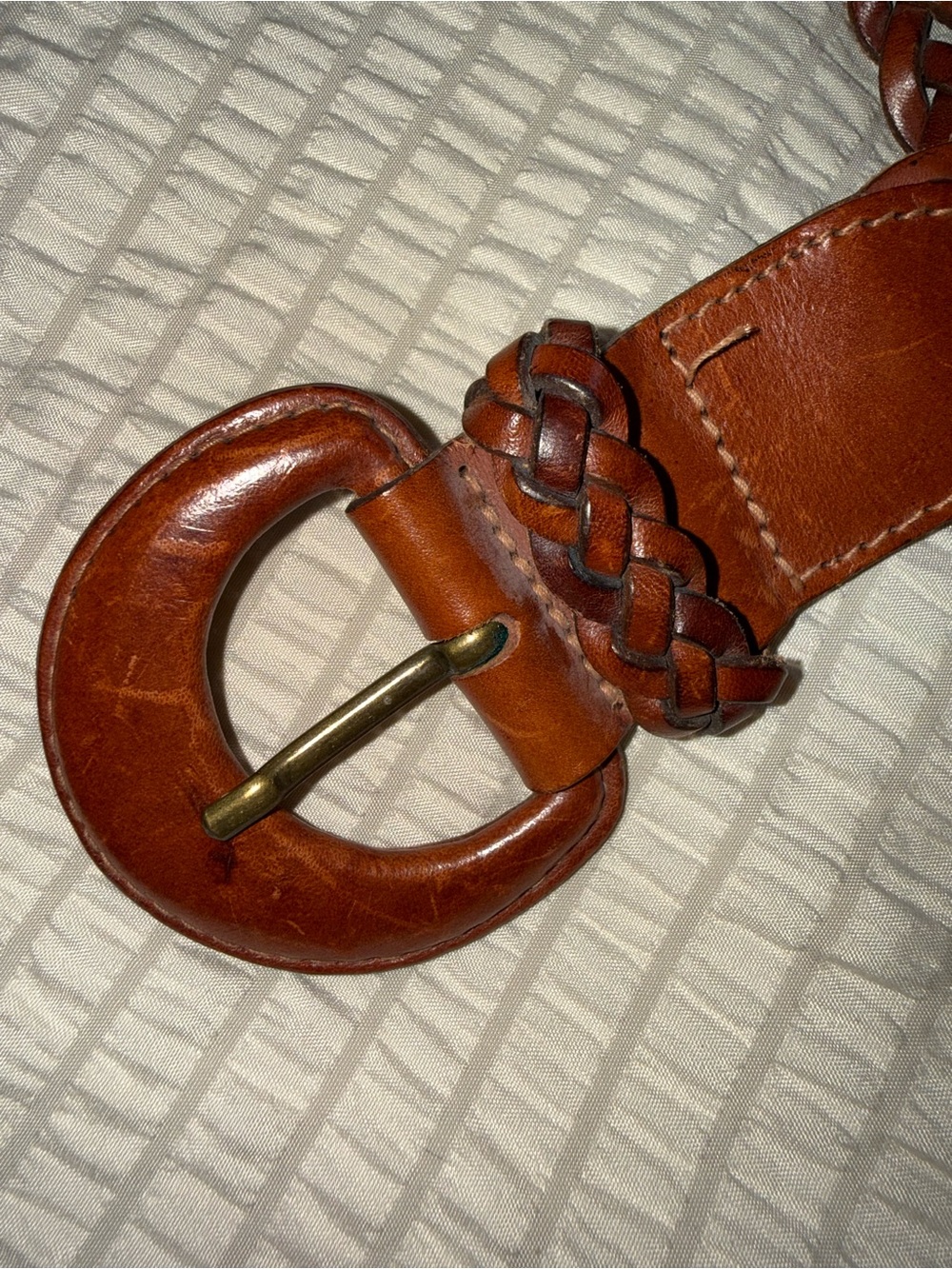 Vintage Wide Braided Leather Belt in Brown small - Picture 3 of 4